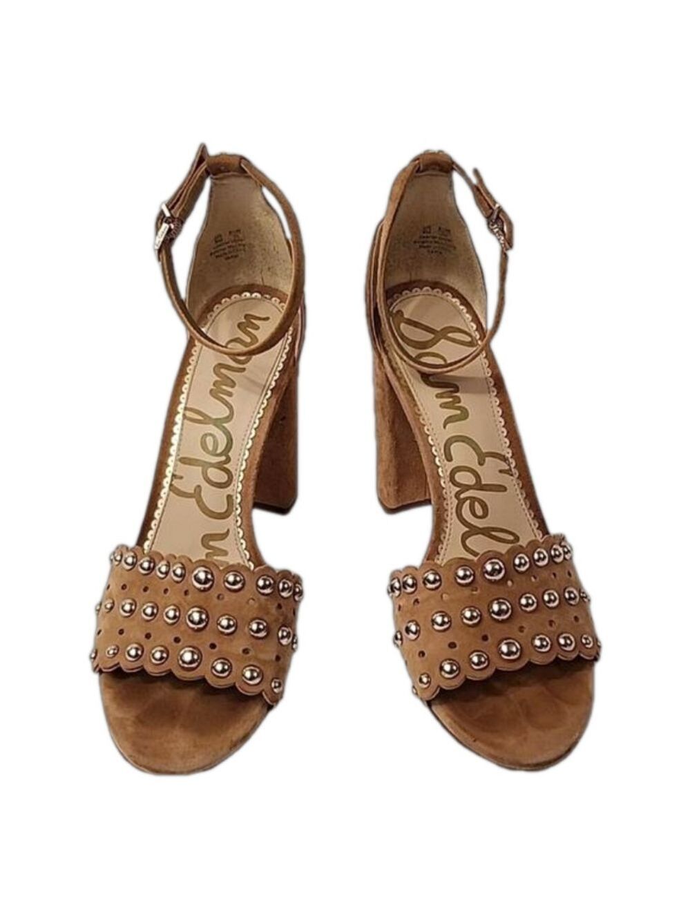 SAM EDELMAN BLOCK HEEL GOLD STUDS  SIZE 8M